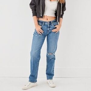 American Eagle 90s Low Rise Straight Leg Baggy Jean Distressed Women's Size 8